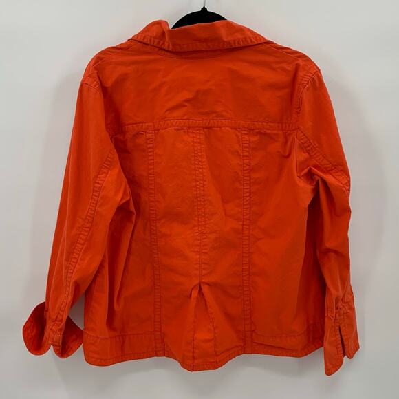 Chicos sz 3 Womens XL Jacket Orange Pockets Blazer 1 Button Roll Sleeve Casual - Picture 2 of 12